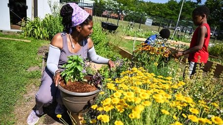 Volunteer Nadja Farooq, of Central Islip, and her