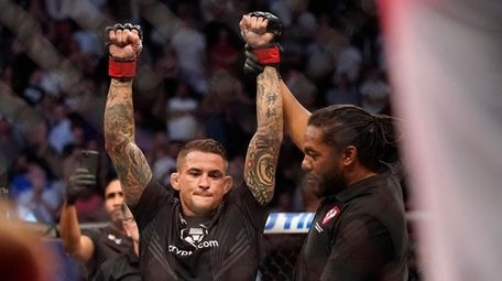Dustin Poirier is declared the winner after Conor