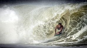 A boogie boarder enjoys the challenges of the