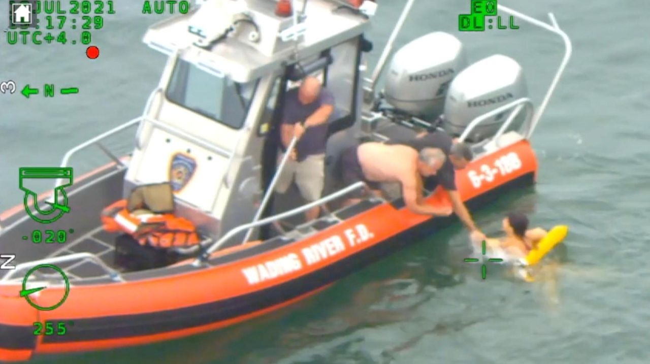 Suffolk County police officers and Wading River Fire