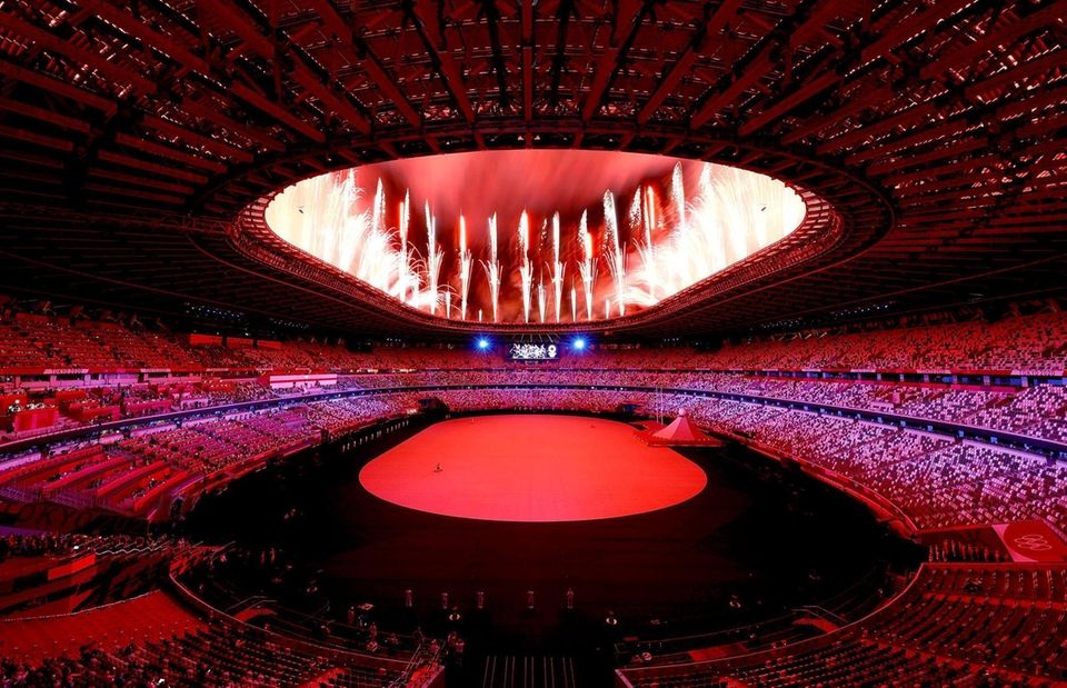 Fireworks explode during the Opening Ceremony of the