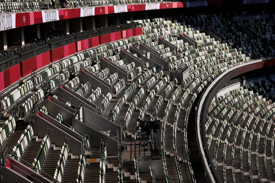 Empty stands during the Opening Ceremony of the