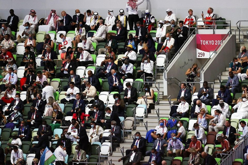 People watch on during the Opening Ceremony of
