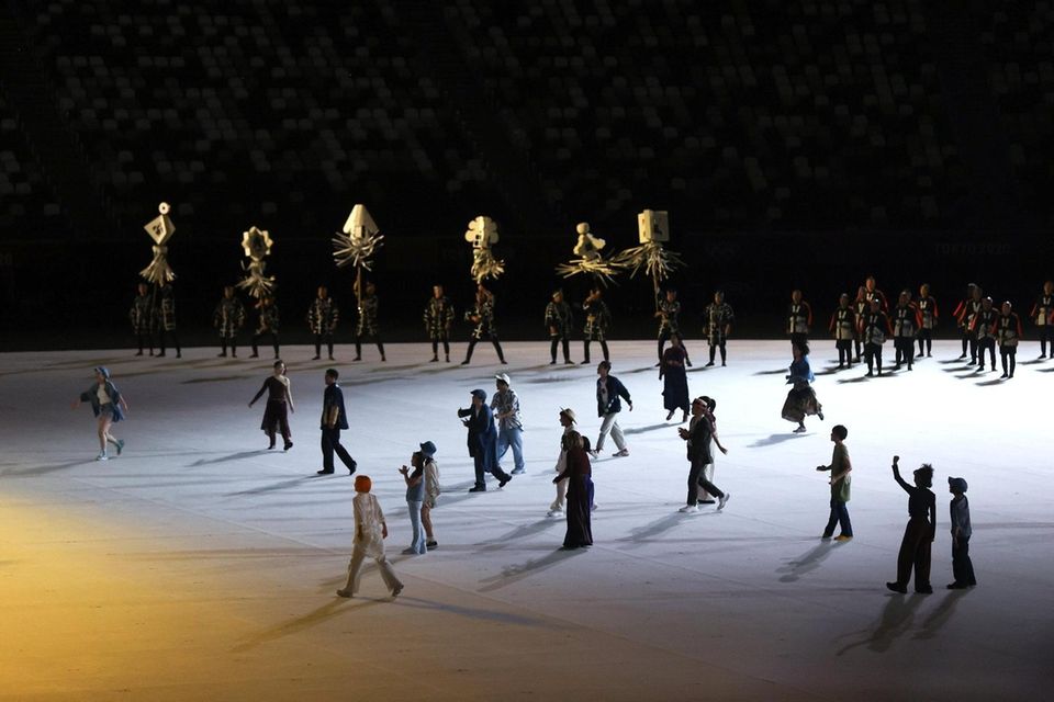 A group of performers carry out a routine