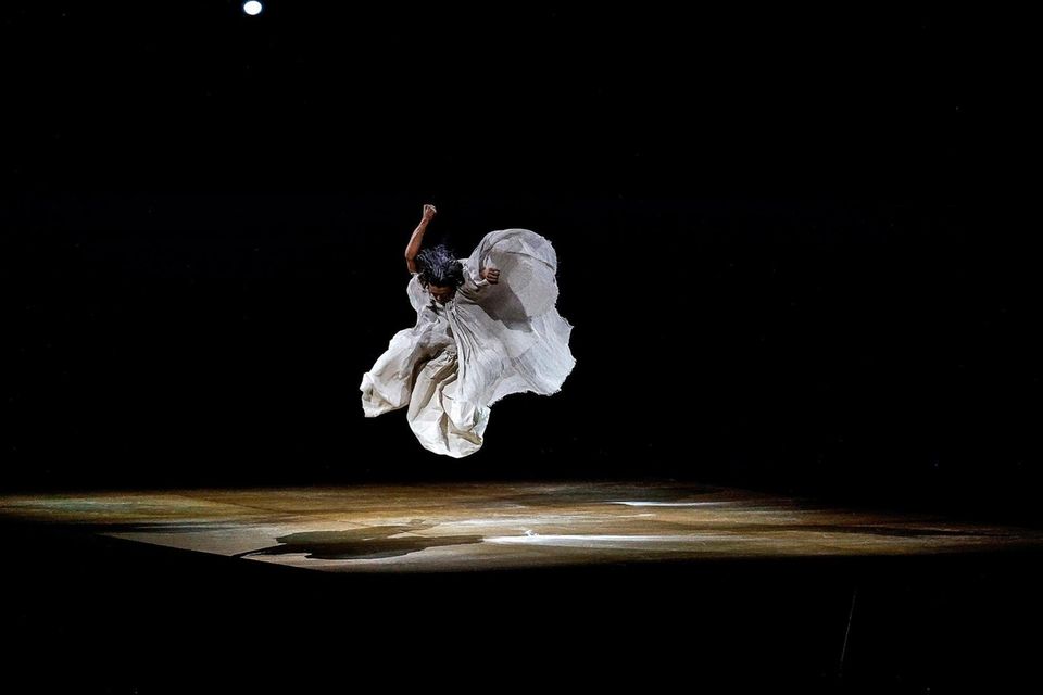 A performer in action during the Opening Ceremony