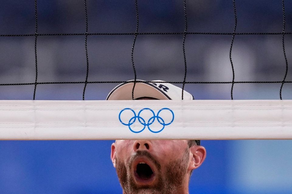 Anders Berntsen Mol, of Norway, gestures near the