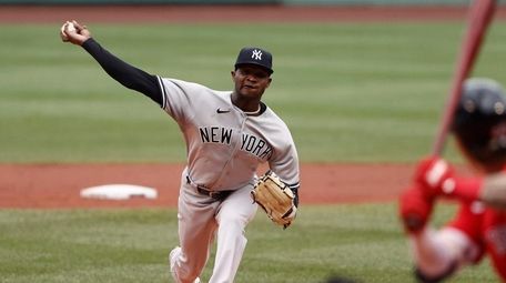 New York Yankees' Domingo German delivers a pitch