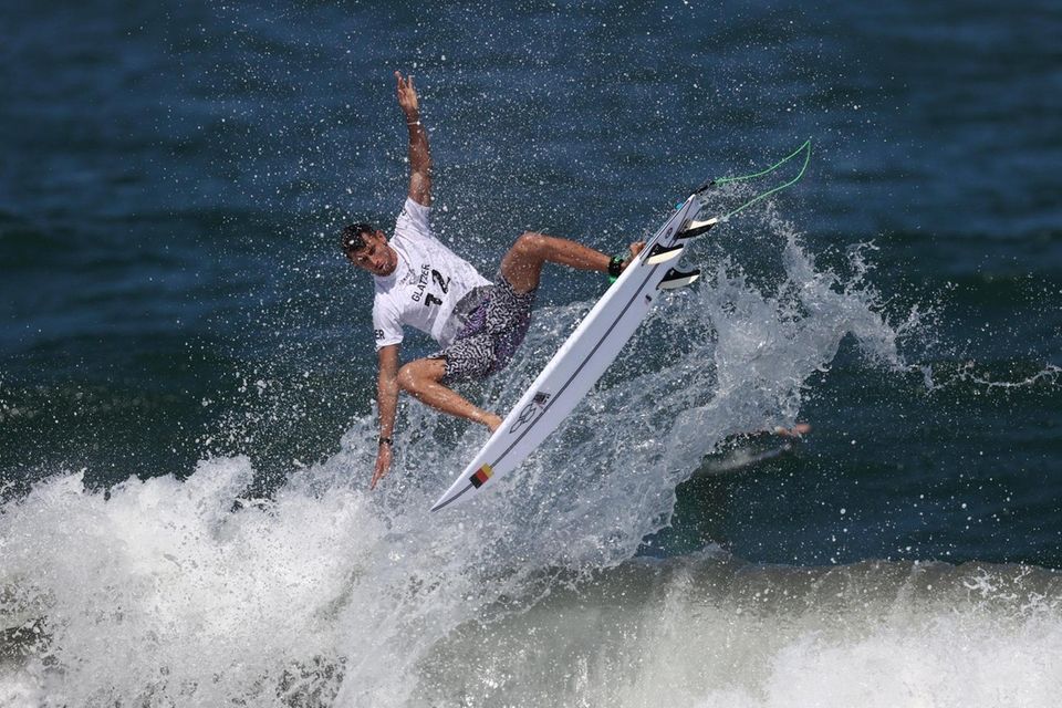Leon Glatzer of Team Germany performs an aerial