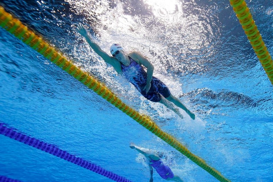 United States' Katy Ledecky swims in a 1,500-meter