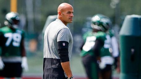 Jets coach Robert Saleh during training camp at