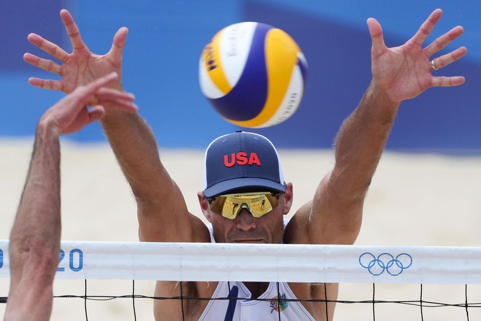 Philip Dalhausser #1 of Team United States attempts