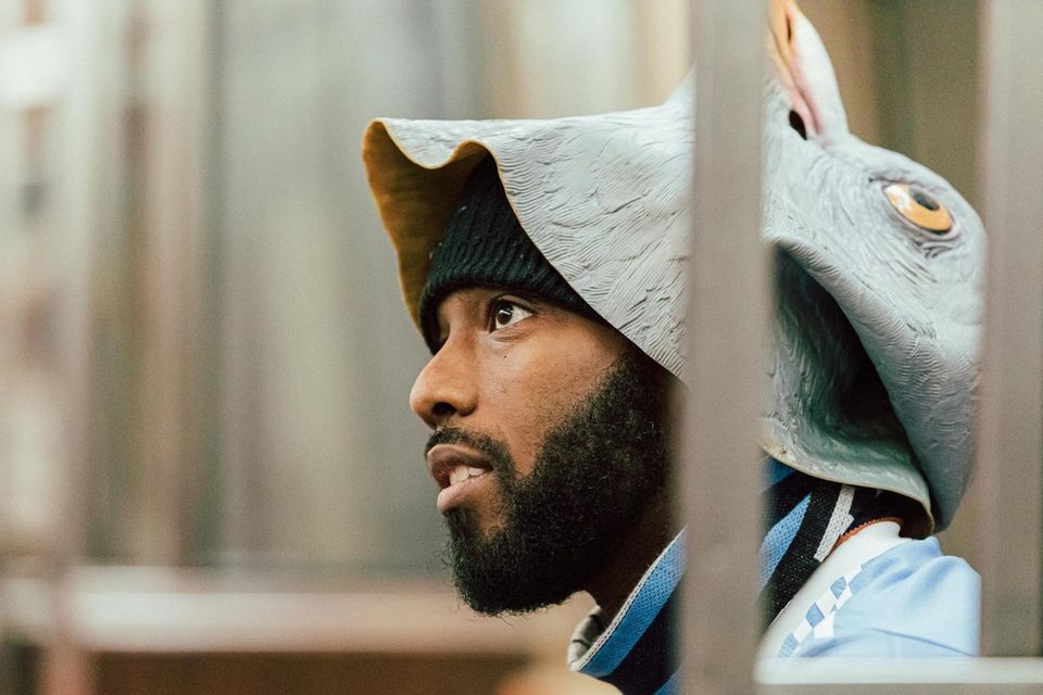 NYCFC supporter Omari McCleary models the club's new