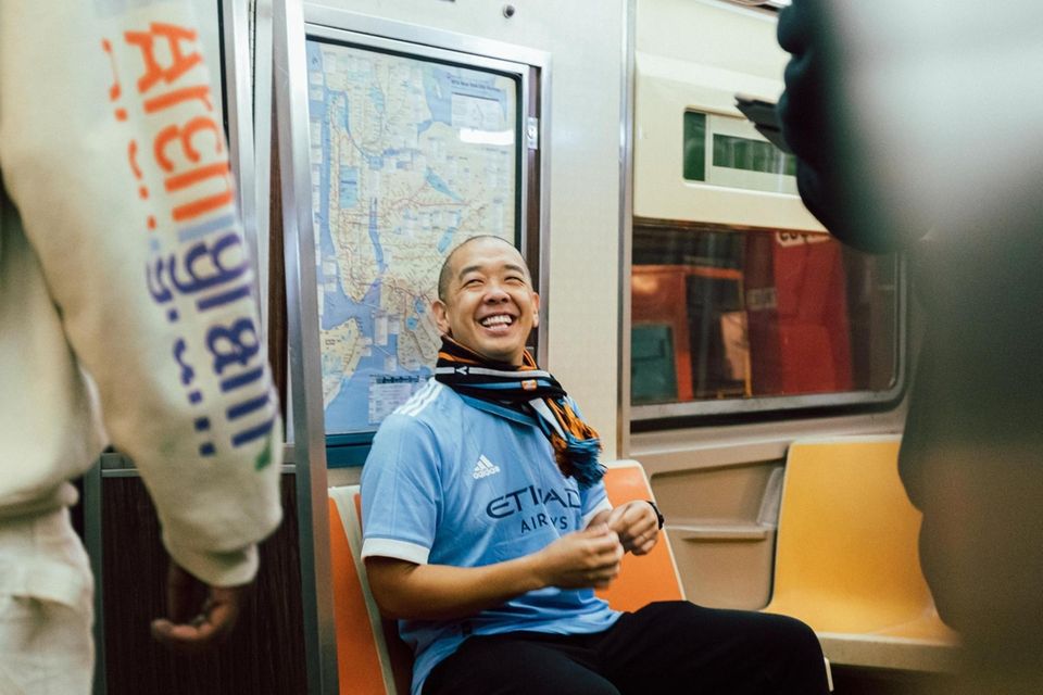 Streetwear designer Jeff Staple models his new streetwear