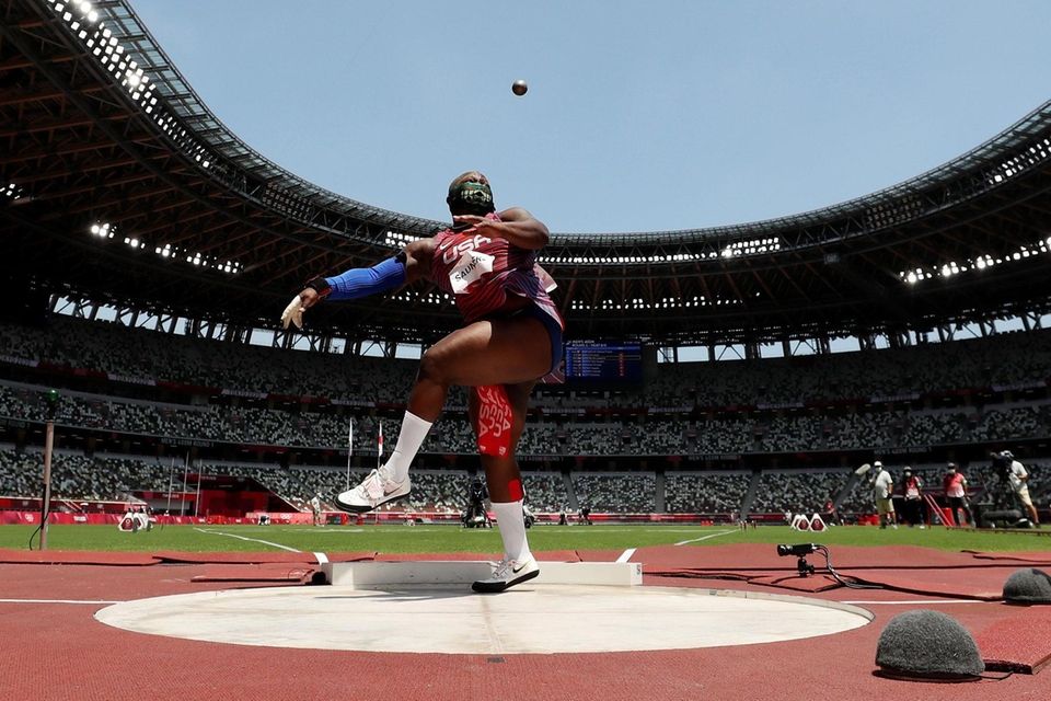 Raven Saunders of Team United States competes in