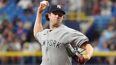 Gerrit Cole of the Yankees delivers a pitch