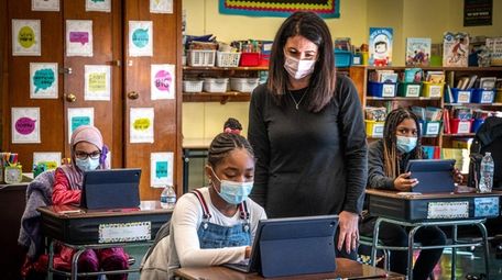 Students at Dutch Broadway Elementary School in Elmont