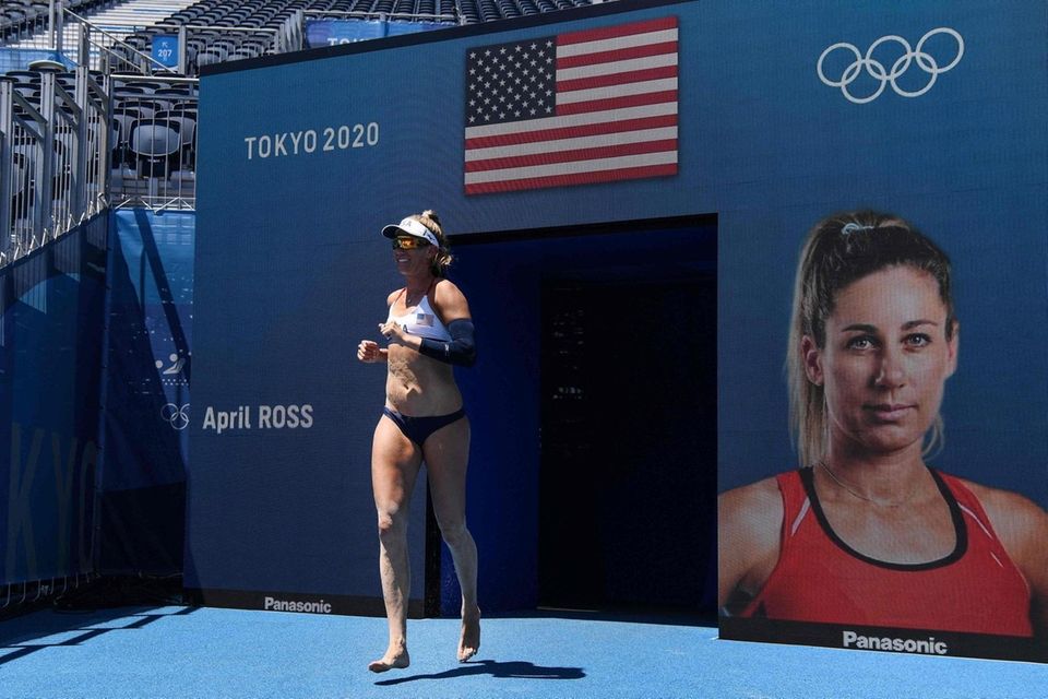 USA's April Ross appears before their women's beach