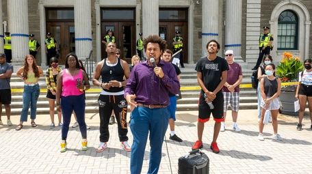 Organizer Terrel Tuosto, of Long Island Peaceful Protest,