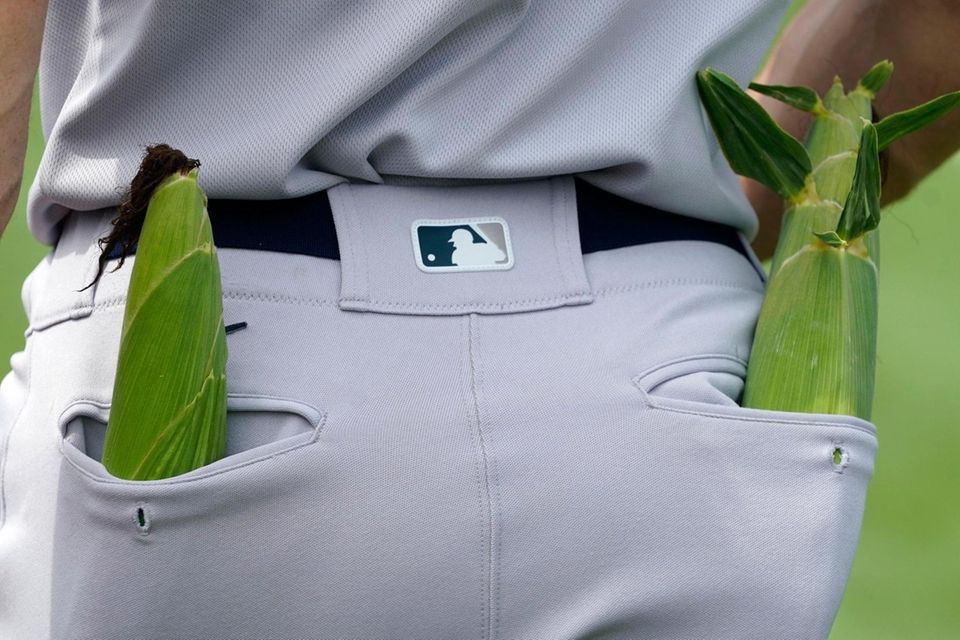 New York Yankees designated hitter Giancarlo Stanton walks