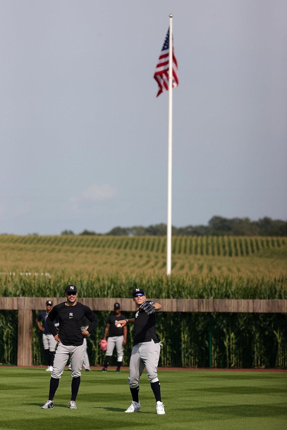 Giancarlo Stanton #27 and Aaron Judge #99 of