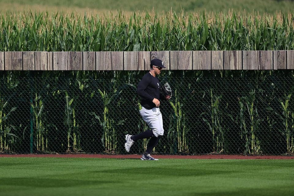 Giancarlo Stanton of the New York Yankees participates