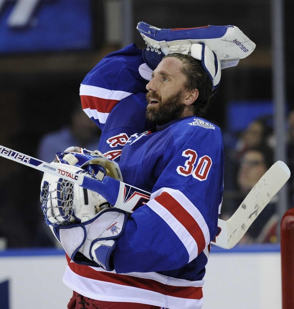 New York Rangers goalie Henrik Lundqvist is seen