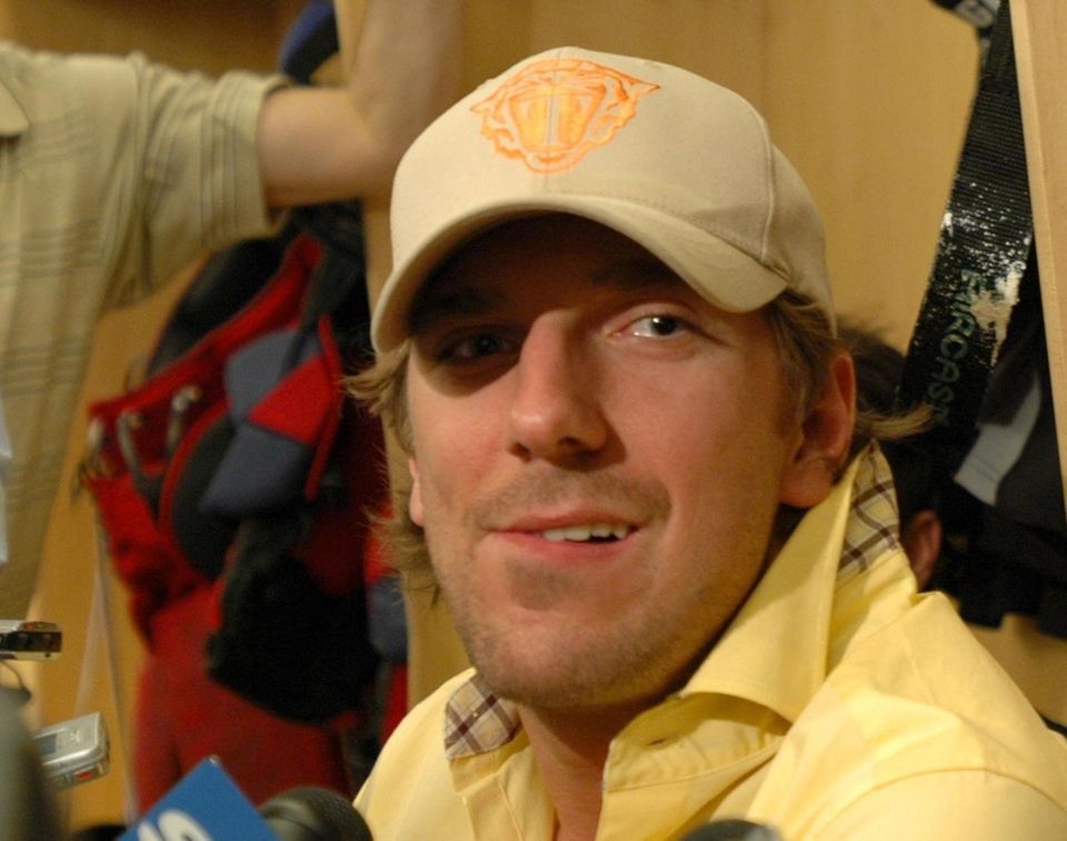 Henrik Lundqvist at his locker in the Rangers'