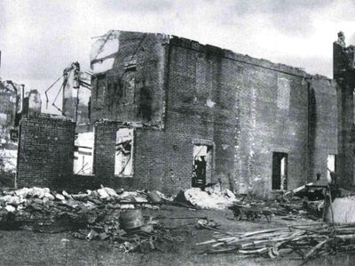 The Setauket Rubber Factory after the 1904 fire.