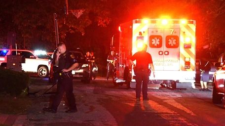 Suffolk County police at the scene of a