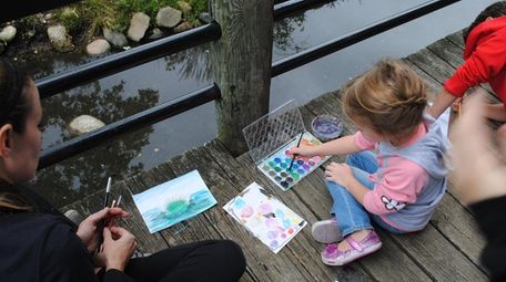 Kids and families can paint and draw outside