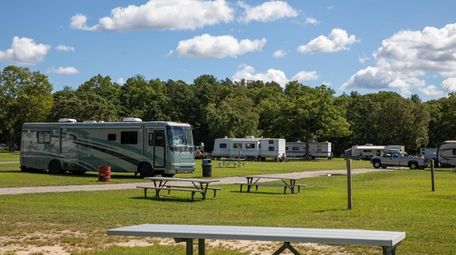 The campground at Cathedral Pines County Park, which