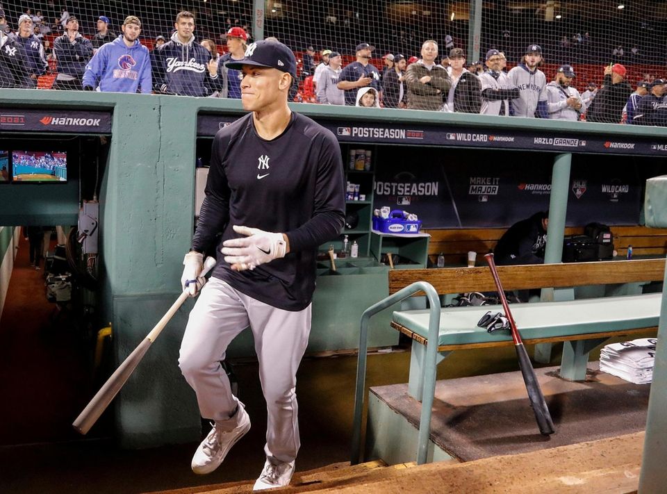 BOSTON, MASSACHUSETTS - OCTOBER 05: Aaron Judge #99