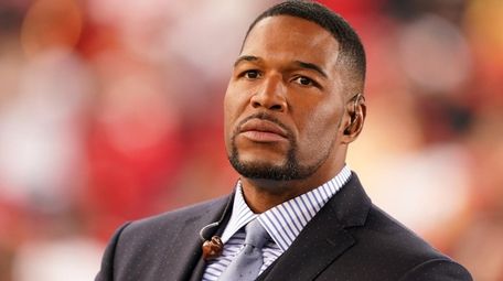 Michael Strahan looks on prior to the NFC