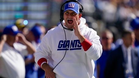 New York Giants head coach Joe Judge reacts