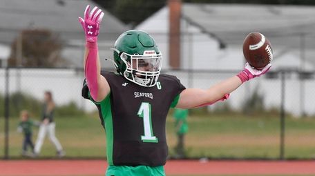 James McHugh of Sesaford celebrates his fourth touchdown