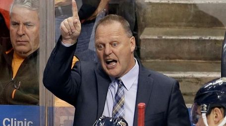 Then-Florida Panthers coach Gerard Gallant talks to the
