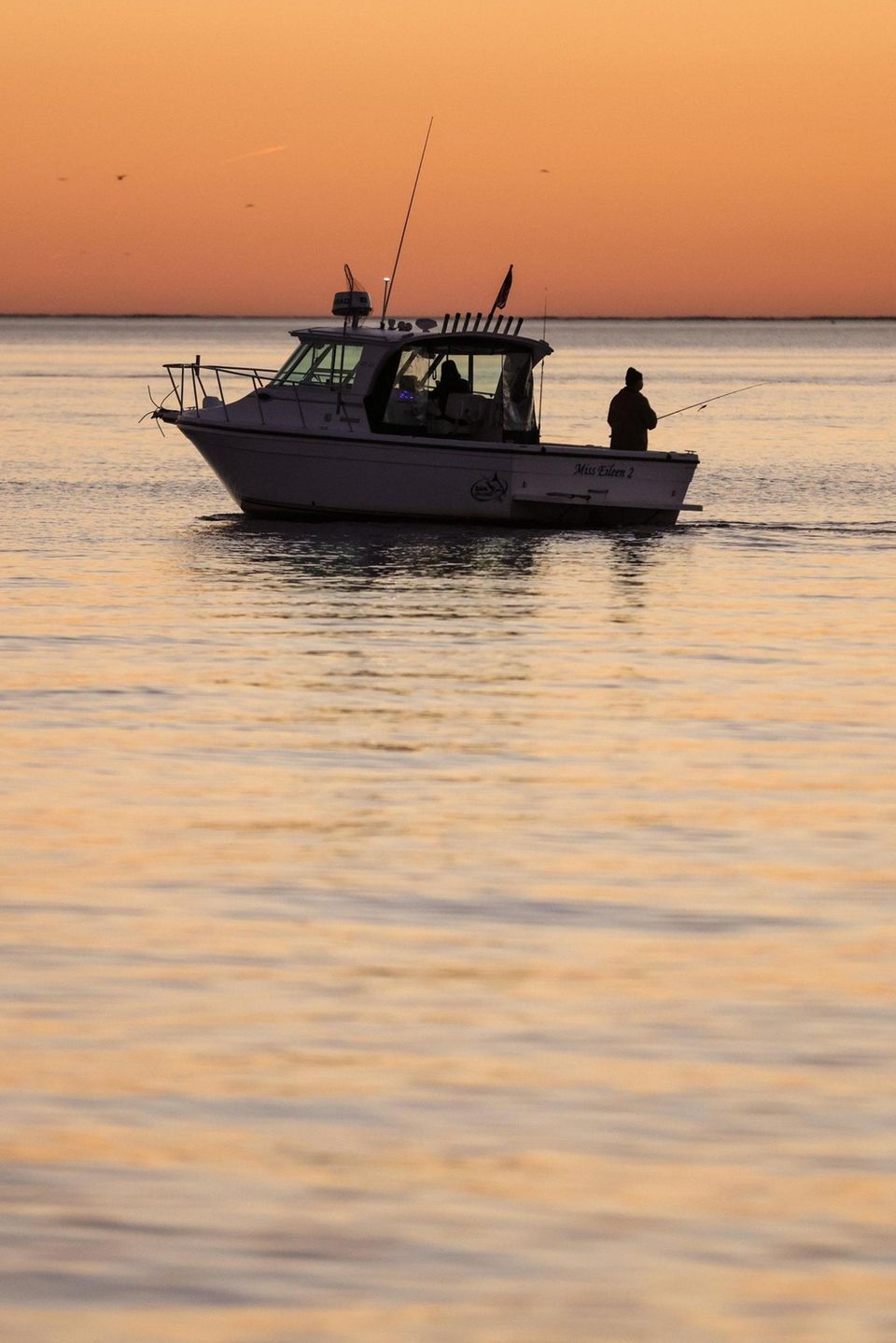 Fishermen out in the Great South Bay at