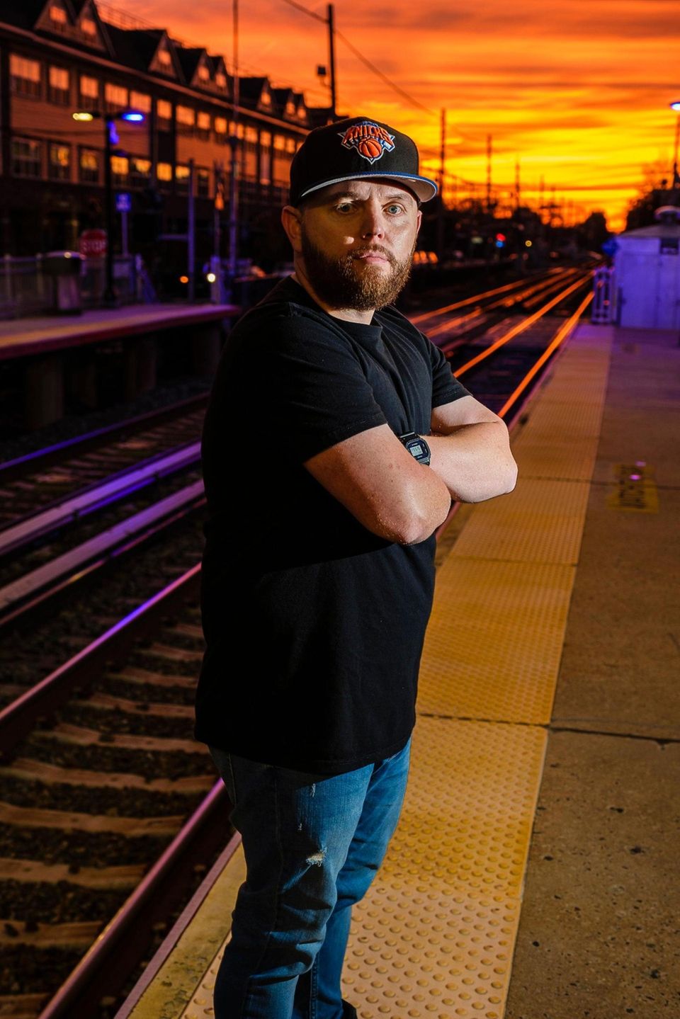 Edward Eder on the train platform with the