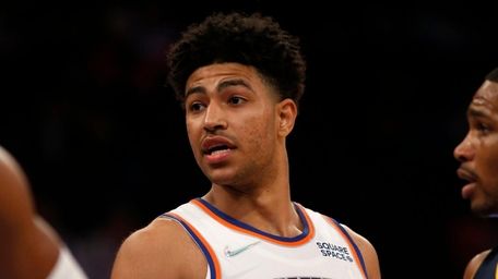 Quentin Grimes #6 of the Knicks looks on