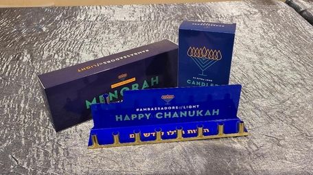 A menorah distributed by Chabad of Mid-Suffolk.