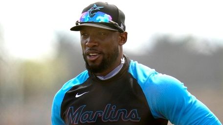 Miami Marlins' Starling Marte waits for his turn