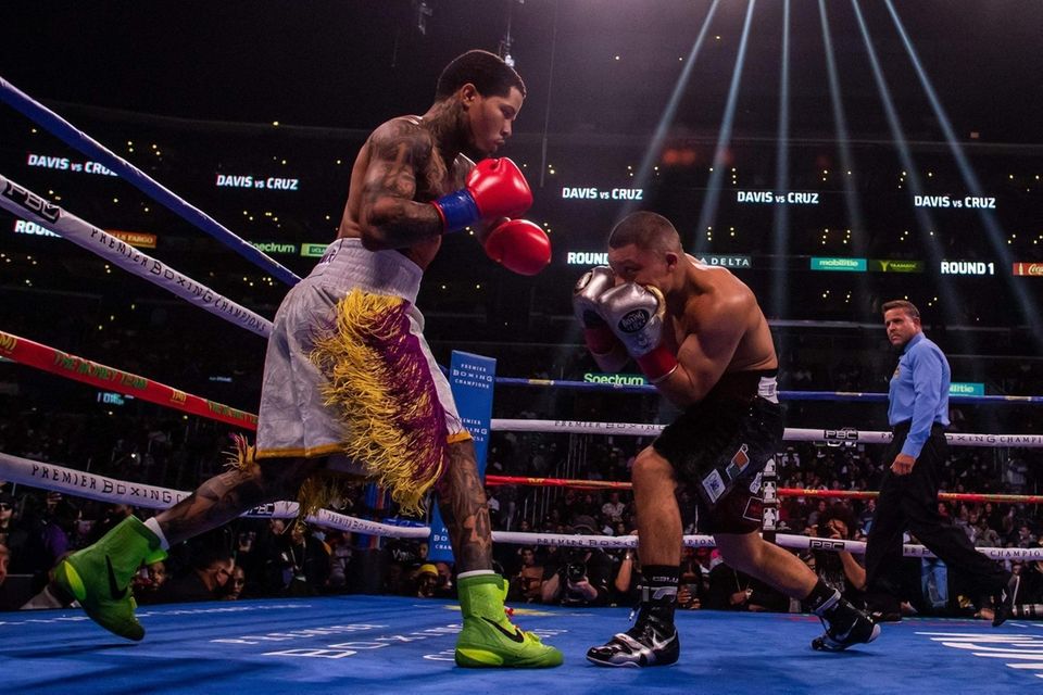 US boxer Gervonta Davis (L) fights Mexican boxer