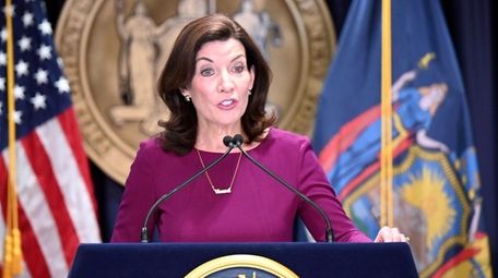 Gov. Kathy Hochul holds a news conference at