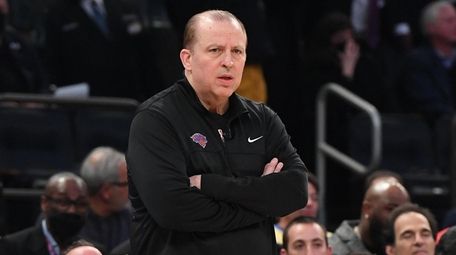 Knicks head coach Tom Thibodeau looks on in