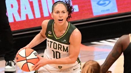 Seattle Storm guard Sue Bird looks for an
