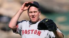 Curt Schilling of the Red Sox during a