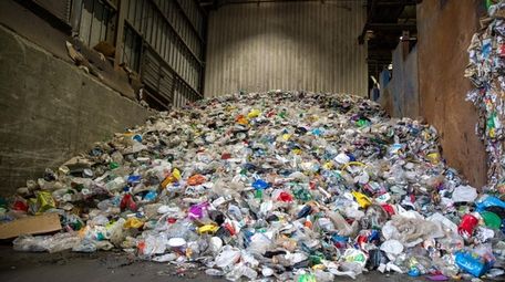 Pile of plastic at the Brookhaven Recycling Facility