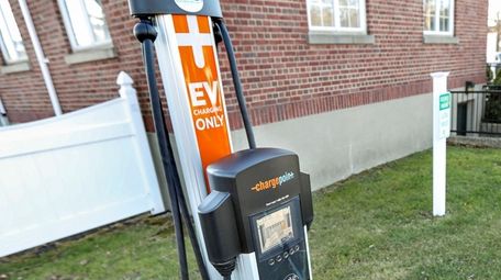 The electric vehicle charging station installed behind Smithtown