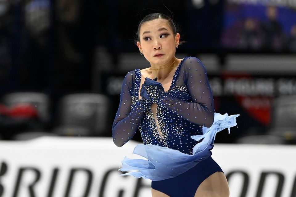 Audrey Shin competes in the women's free skate
