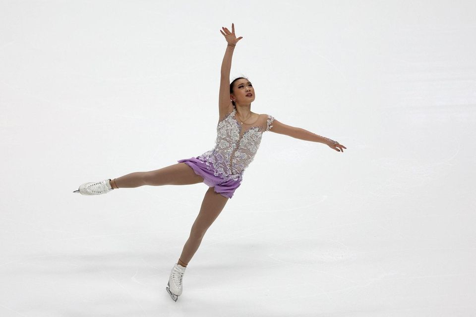 Audrey Shin skates in the Ladies Short Program